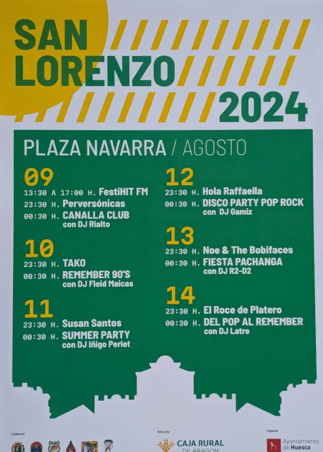 Cartel de los conciertos de la plaza de Navarra de las Fiestas de San Lorenzo 2024.