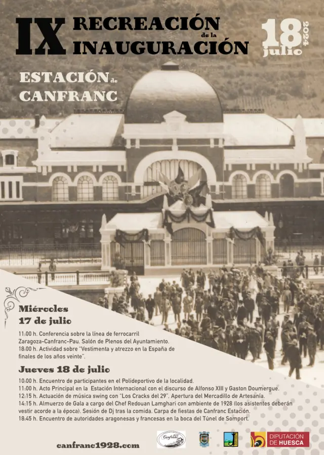 Cartel de la IX Recreación de la inauguración de la Estación Internacional de Canfranc.