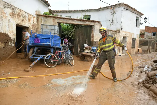 Trabajos en Letux este domingo tras las tormentas