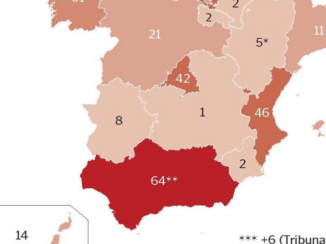 Mapa de las 300 reducciones de pena con la ley 'solo sí es sí': Andalucía,  Valencia y País Vasco, a la cabeza