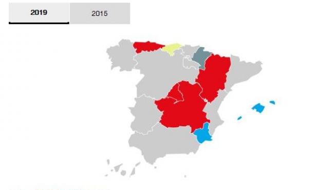 Mapa de las elecciones autonómicas en España