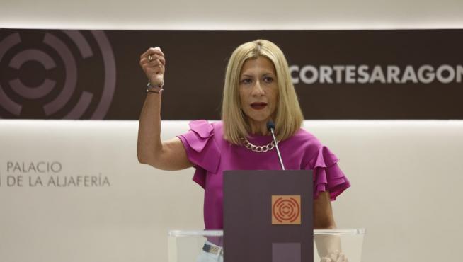Mar Vaquero, portavoz adjunta del PP, este martes en las Cortes de Aragón