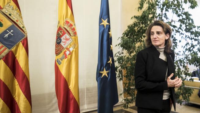 La ministra de Transición Ecológica, Teresa Ribera, durante su visita a Zaragoza en diciembre