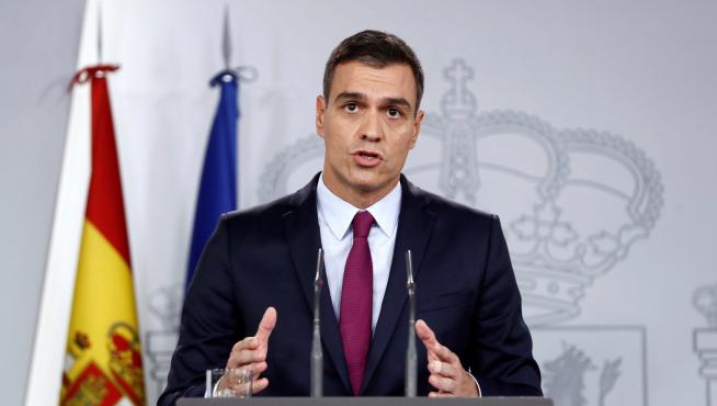 Pedro Sánchez, durante su comparecencia.