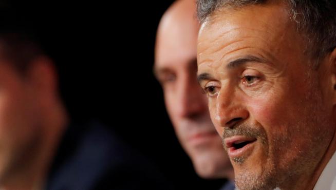 Luis Enrique durante su presentación como nuevo seleccionador esta mañana.