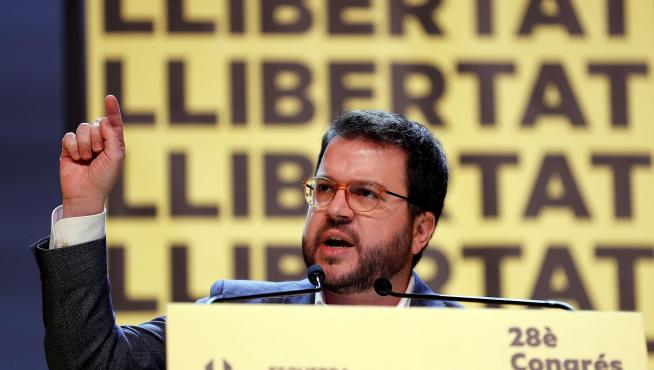 Pere Aragonès, durante su intervención en el congreso nacional de ERC.