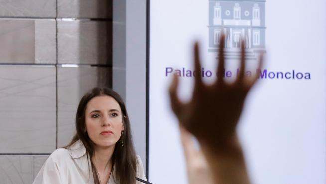 La ministra de Igualdad Irene Montero, durante la rueda de prensa posterior al Consejo de Ministros.