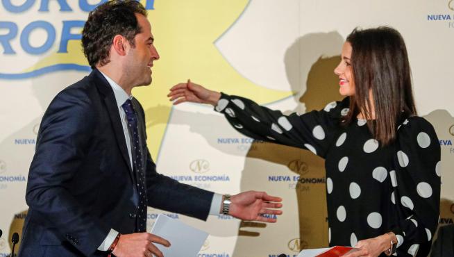 Ignacio Aguado e Inés Arrimadas, este jueves, en Desayuno de Nueva Economía Fórum.
