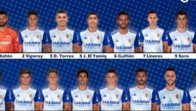 Los 18 jugadores del Real Zaragoza convocados para jugar ante el Mirandés este miércoles el partido aplazado en su día.