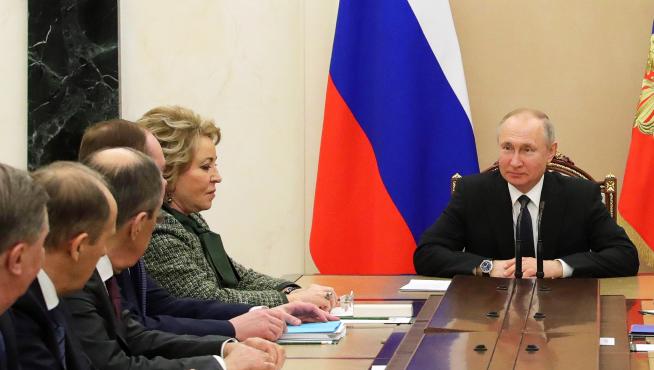 El presidente ruso, Vladimir Putin, en una reunión sobre seguridad el viernes en el Kremlin.