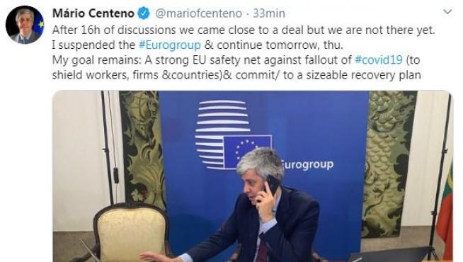 Sin acuerdo en el Eurogrupo, informa en un tuit el presidente Mario Centeno.