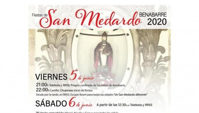 Cartel de fiestas de San Medardo en Benabarre.