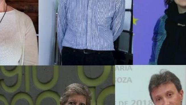 Arriba: Eva Bajén, José Luis Sampériz y Concha Ibáñez. Abajo, Concha Ferrer y Miguel Ángel Sanz.