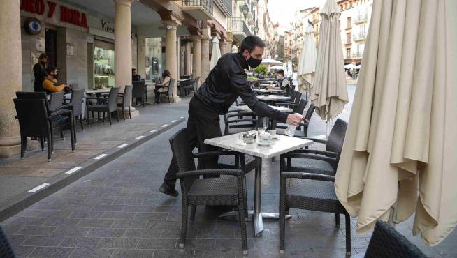 Terraza de un bar de Teruel en época de coronavirus