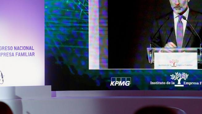 Felipe VI, durante su intervención en el XXIII Congreso Nacional de la Empresa Familiar.