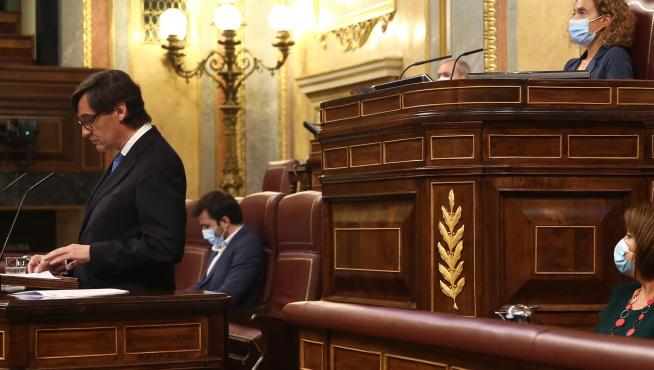 Salvador Illa, durante su intervención en el Congreso.