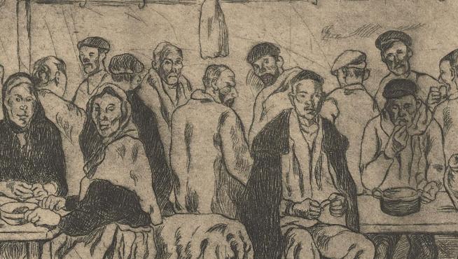 'El comedor de los pobres', uno de los grabados de Solana que forman parte de la exposición