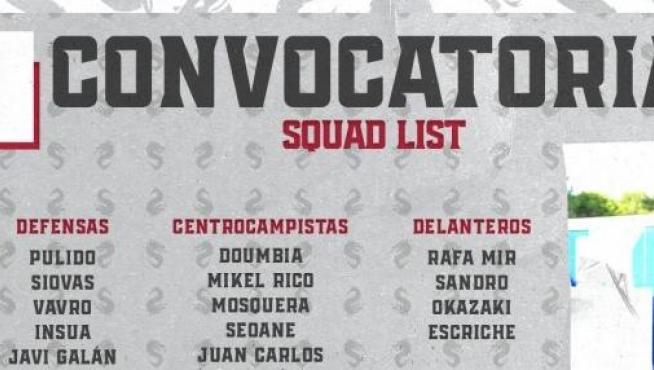 Mosquera y Sandro, en la convocatoria de la SD Huesca para la visita al Barcelona