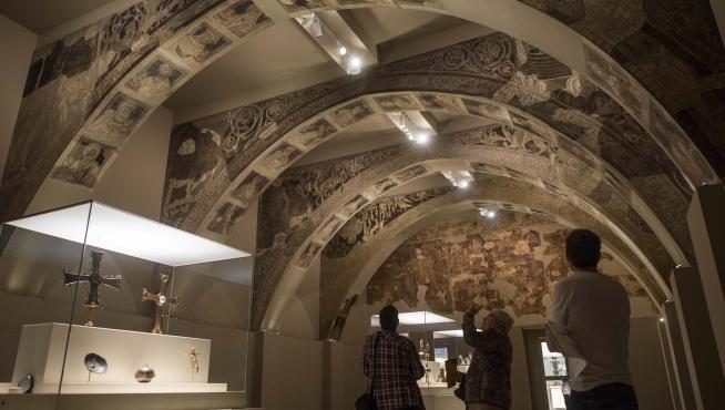 Las pinturas, tal y como se exponen en el Museo Nacional de Arte de Cataluña (MNAC), desde 1961