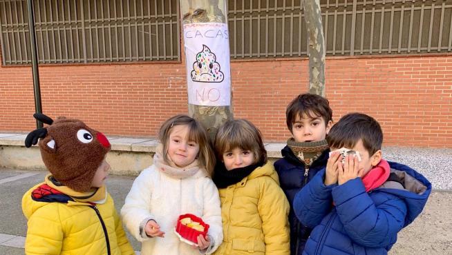 Los alumnos del CP Tenerías, en plena campaña.