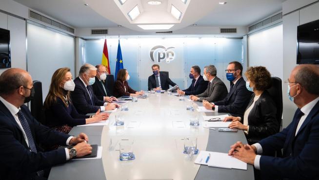 El presidente del PP, Núñez Feijóo, presidió la primera reunión del comité de dirección del PP este lunes