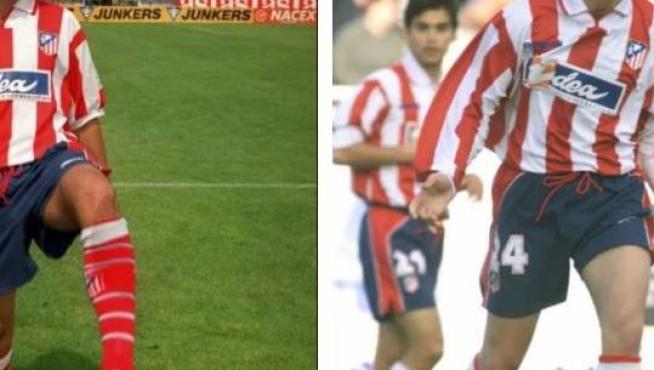 Dos momentos de Juan Carlos Carcedo como jugador del Atlético de Madrid, en la liga 1999-2000.