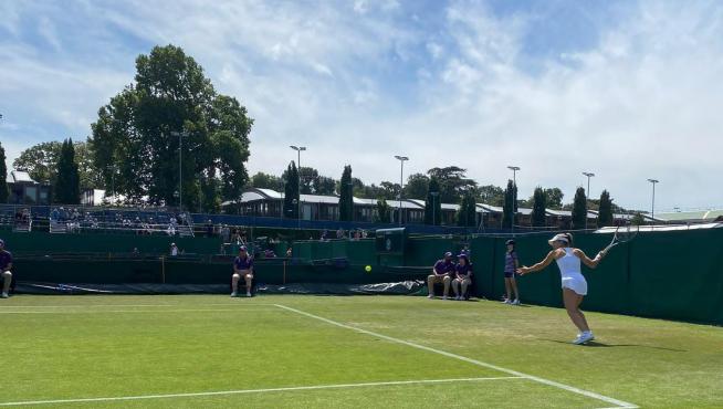 Burillo, durante el partido en Wimbledon.