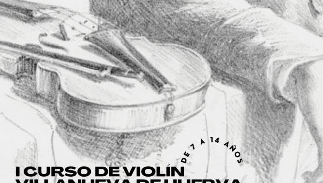 El cartel del curso gratuito de violín para niños con experiencia previa en Villanueva de Huerva.