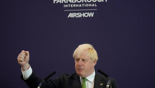 Boris Johnson en un acto este lunes como todavía primer ministro británico.