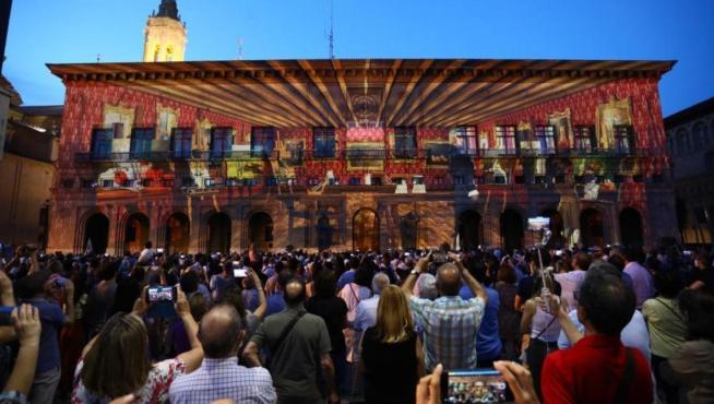 El 'videomapping' de las fiestas goyescas que se proyectó el año pasado.