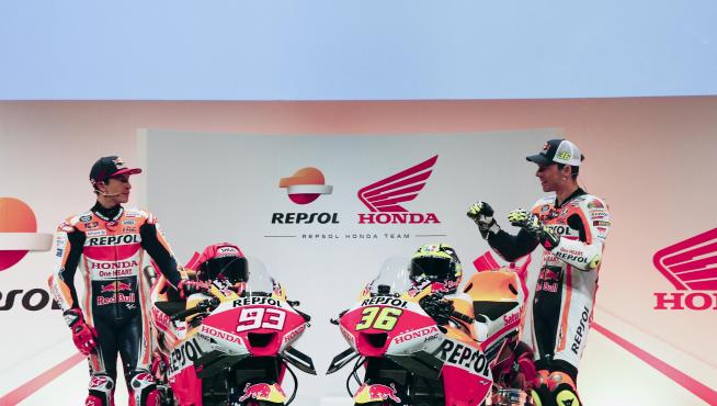 Presentación oficial del equipo Repsol Honda en Madrid para el campeonato del mundo de MotoGP de 2023: Marc Márquez y Joan Mir