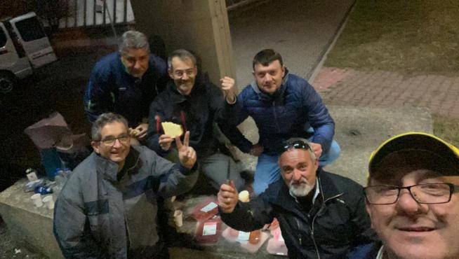 Conductores del convoy de furgonetas que salieron de Binéfar el 4 de marzo de 2022 en busca de refugiados ucranianos.