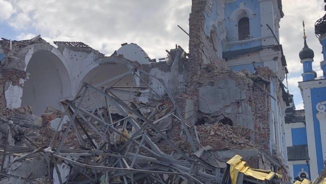 Iglesia ortodoxa destruida en Bohorodychne