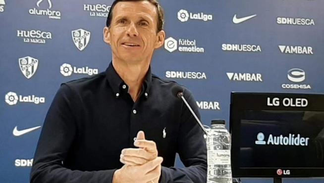 Cuco Ziganda, este sábado en la sala de prensa del Alcoraz