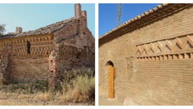 Antes y después de la iglesia de Nuestra Señora de Gañarul de Agón