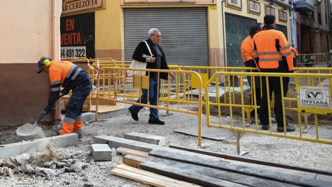 Las obras en la calle de Agustina de Aragón, este miércoles