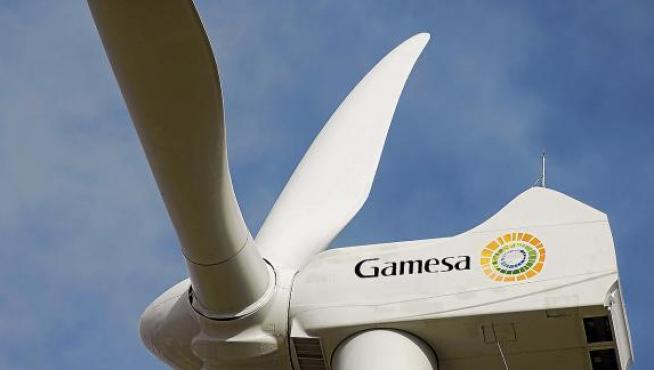 Detalle del nuevo generador eólico G10x de Gamesa, un prototipo instalado en Jaulín (Zaragoza).