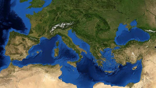 Imagen de satélite de la zona mediterránea