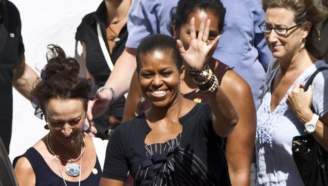 Michelle Obama en su llegada a Ronda en el 2010