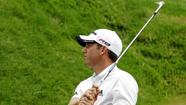 Sergio García en un entrenamieno en el Straits Course de Whistling.