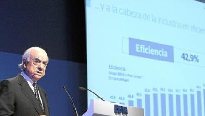 Francisco González, presentando los resultados del BBVA.