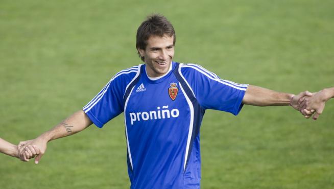 Leo Ponzio durante un entrenamiento del Real Zaragoza