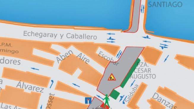 Mapa de los alrededores del Mercado Central de Zaragoza.