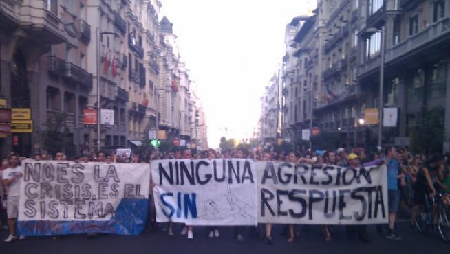 Imagen de la cabecera de la manifestación por el centro de Madrid