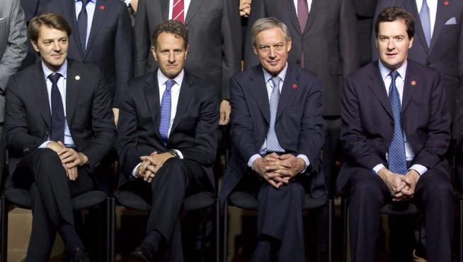 Baroin, Geithner, Noyer y Osborne, en la reunión de París
