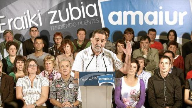 Iñaki Antigüedad en la presentación de las candidaturas de Amaiur, ayer en Bilbao.