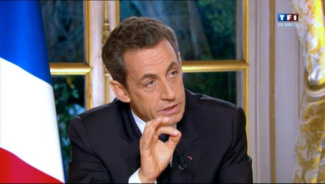 El presidente francés, Nicolas Sarkozy, durante la entrevista
