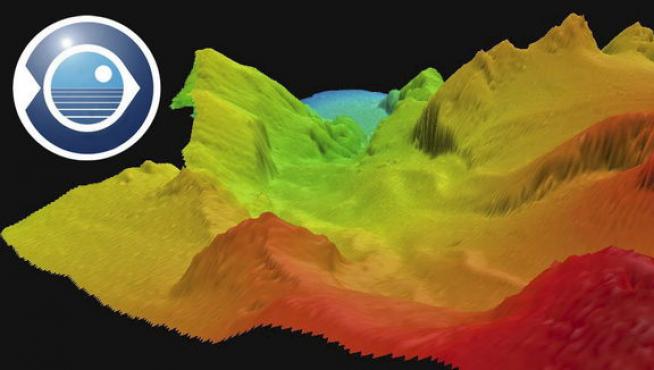 Imagen en 3D generada con los datos que envía la sonda del buque científico que se encuentra en la zona