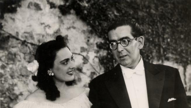 Mari Paz, junto al compositor Manuel Quiroga