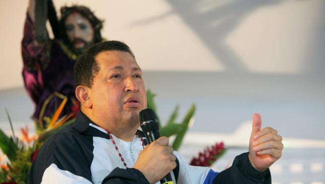Chávez, durante la misa en Caracas